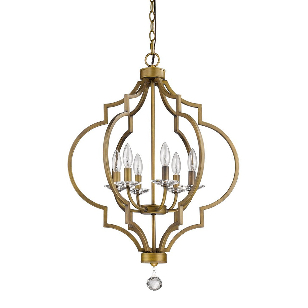 Gold and White Candle Style Six Light Metal Dimmable Chandelier By Homeroots | Chandeliers | Modishstore - 2