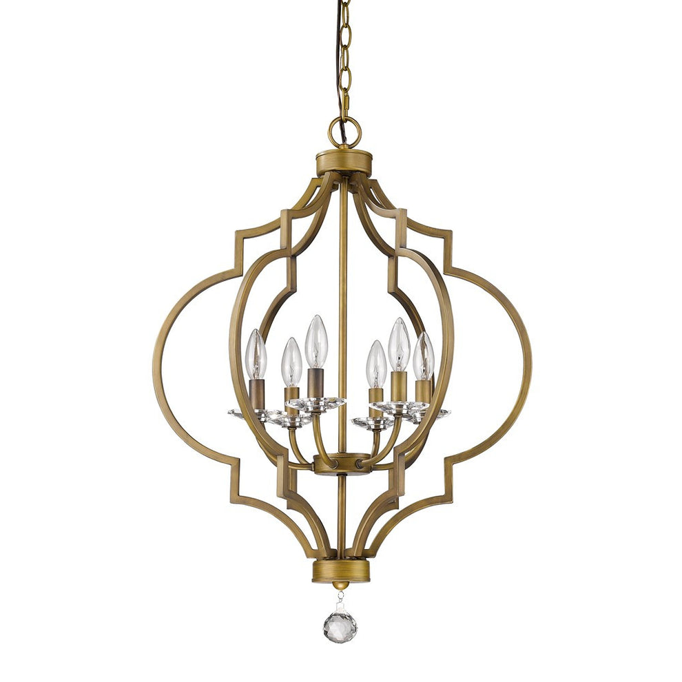 Gold and White Candle Style Six Light Metal Dimmable Chandelier By Homeroots | Chandeliers | Modishstore - 3