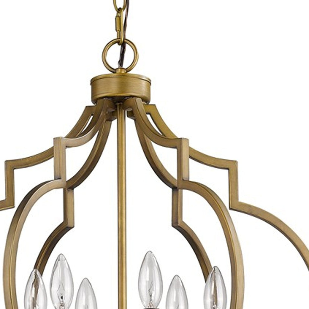 Gold and White Candle Style Six Light Metal Dimmable Chandelier By Homeroots | Chandeliers | Modishstore - 4