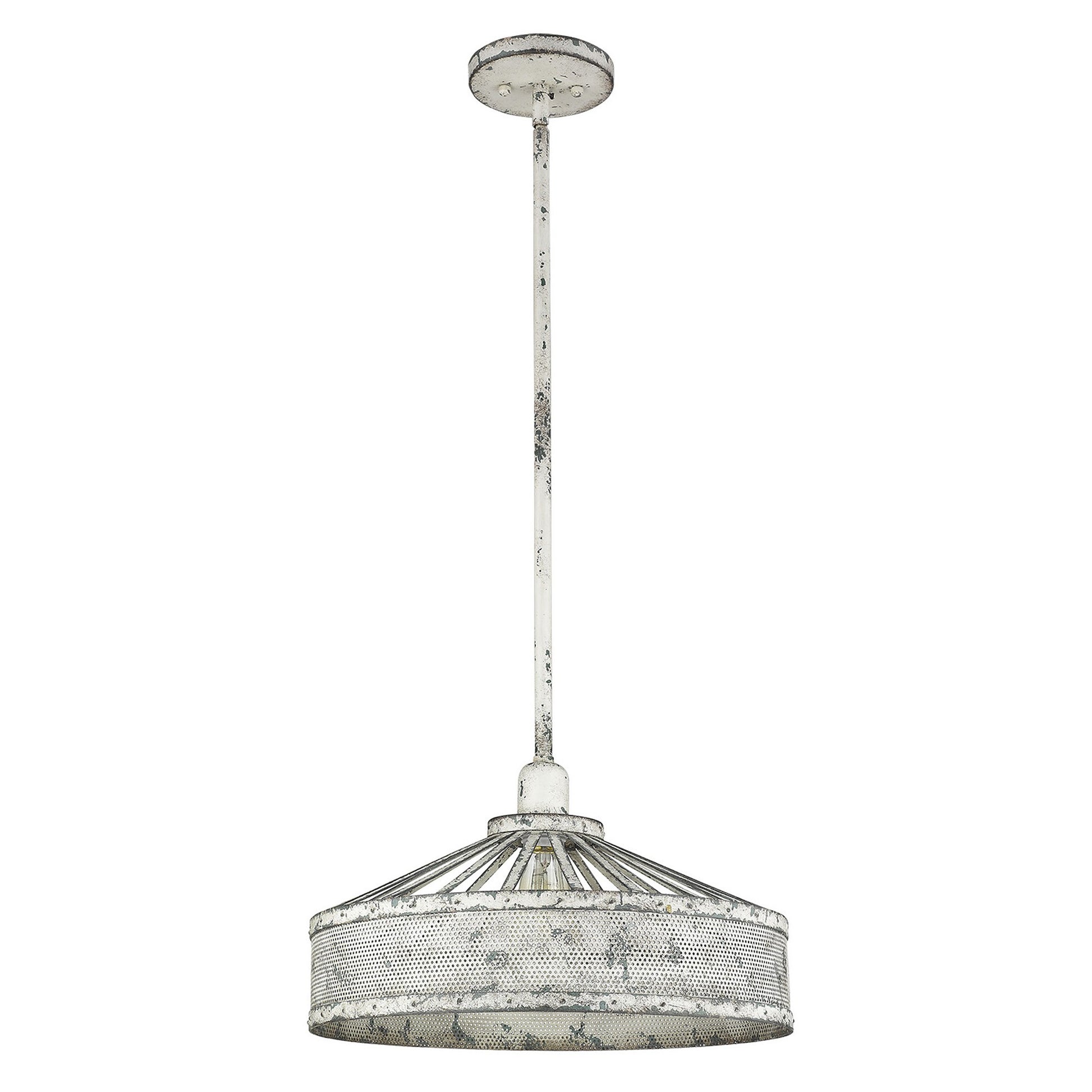 Iris 1-Light Aged Ivory Pendant By Homeroots | Planters, Troughs & Cachepots | Modishstore - 1