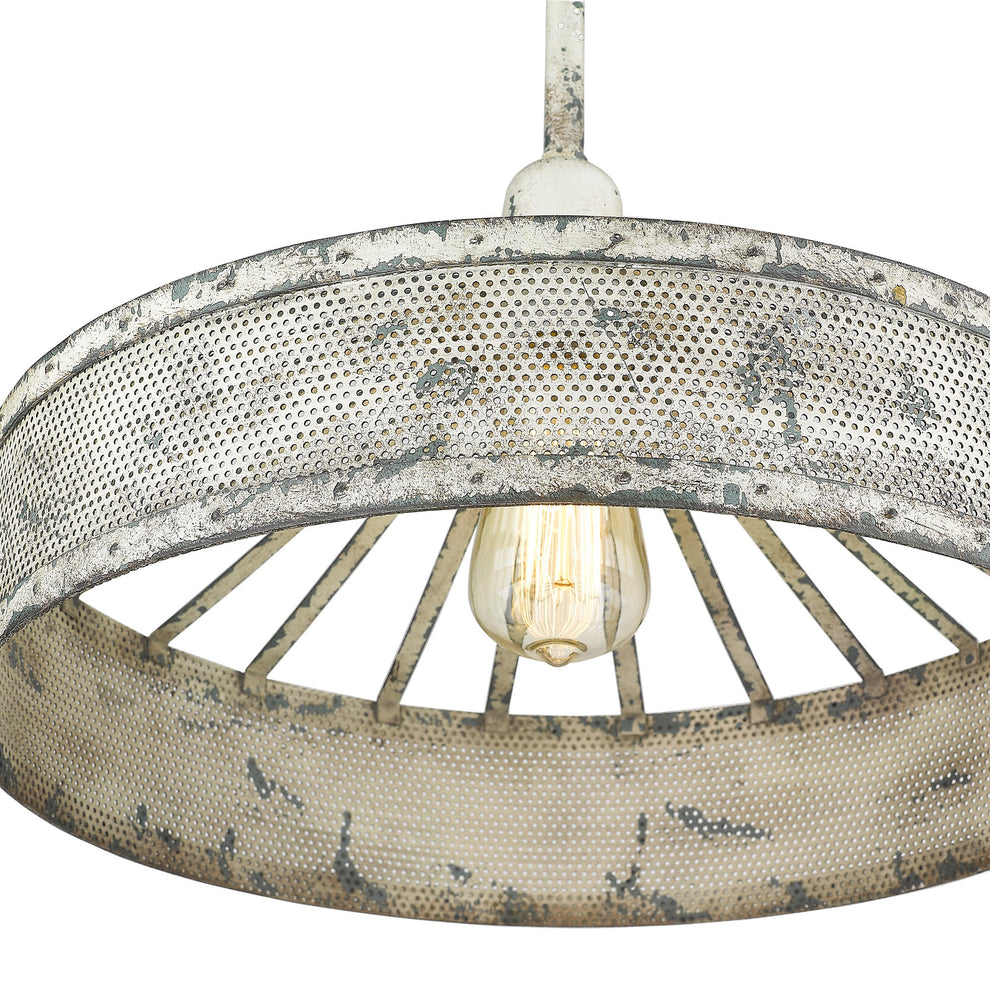 Iris 1-Light Aged Ivory Pendant By Homeroots | Planters, Troughs & Cachepots | Modishstore - 7