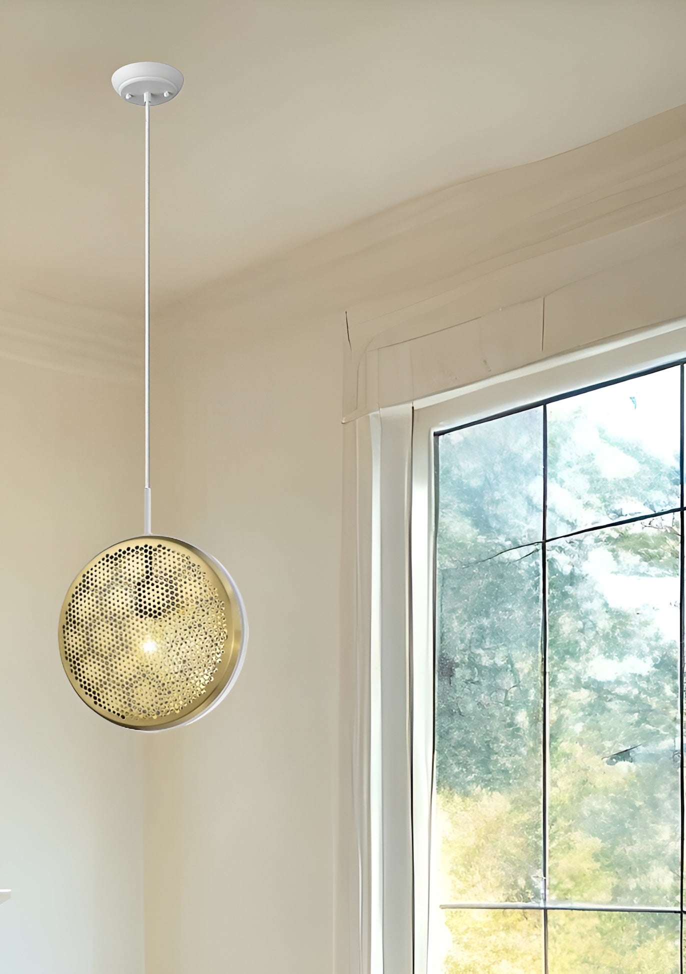 Tholos 1-Light White Pendant By Homeroots | Planters, Troughs & Cachepots | Modishstore - 2