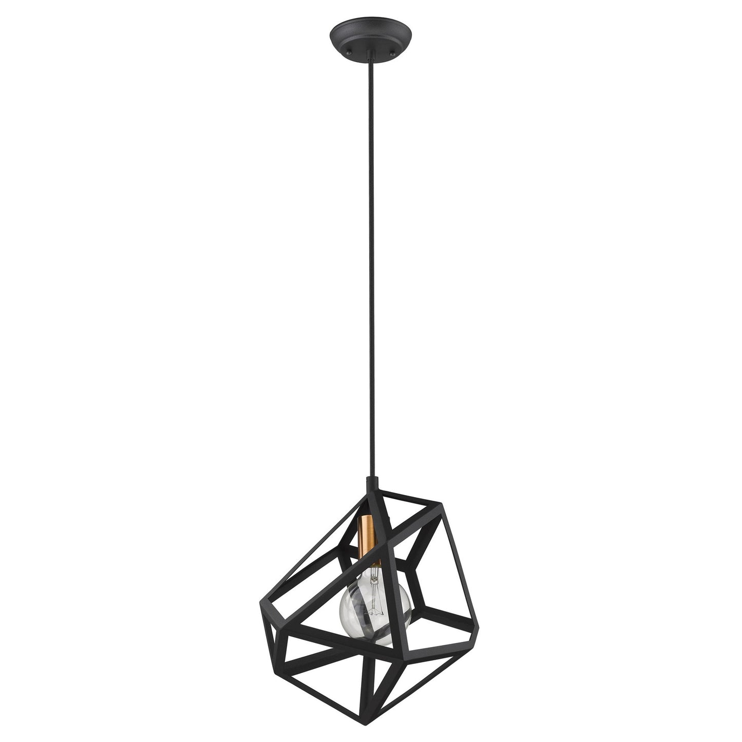 Hedron 1-Light Matte Black Pendant By Homeroots | Planters, Troughs & Cachepots | Modishstore - 1