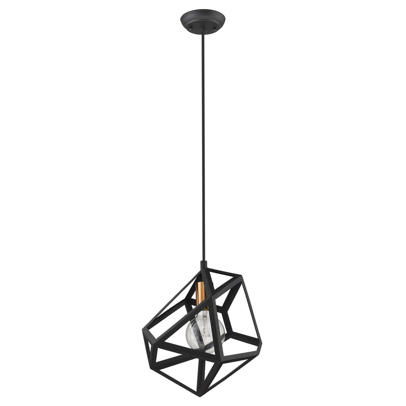 Hedron 1-Light Matte Black Pendant By Homeroots | Planters, Troughs & Cachepots | Modishstore - 1