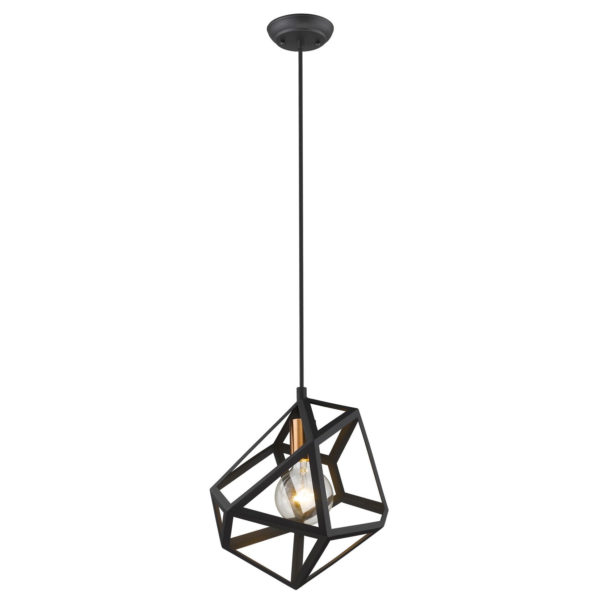 Hedron 1-Light Matte Black Pendant By Homeroots | Planters, Troughs & Cachepots | Modishstore - 2