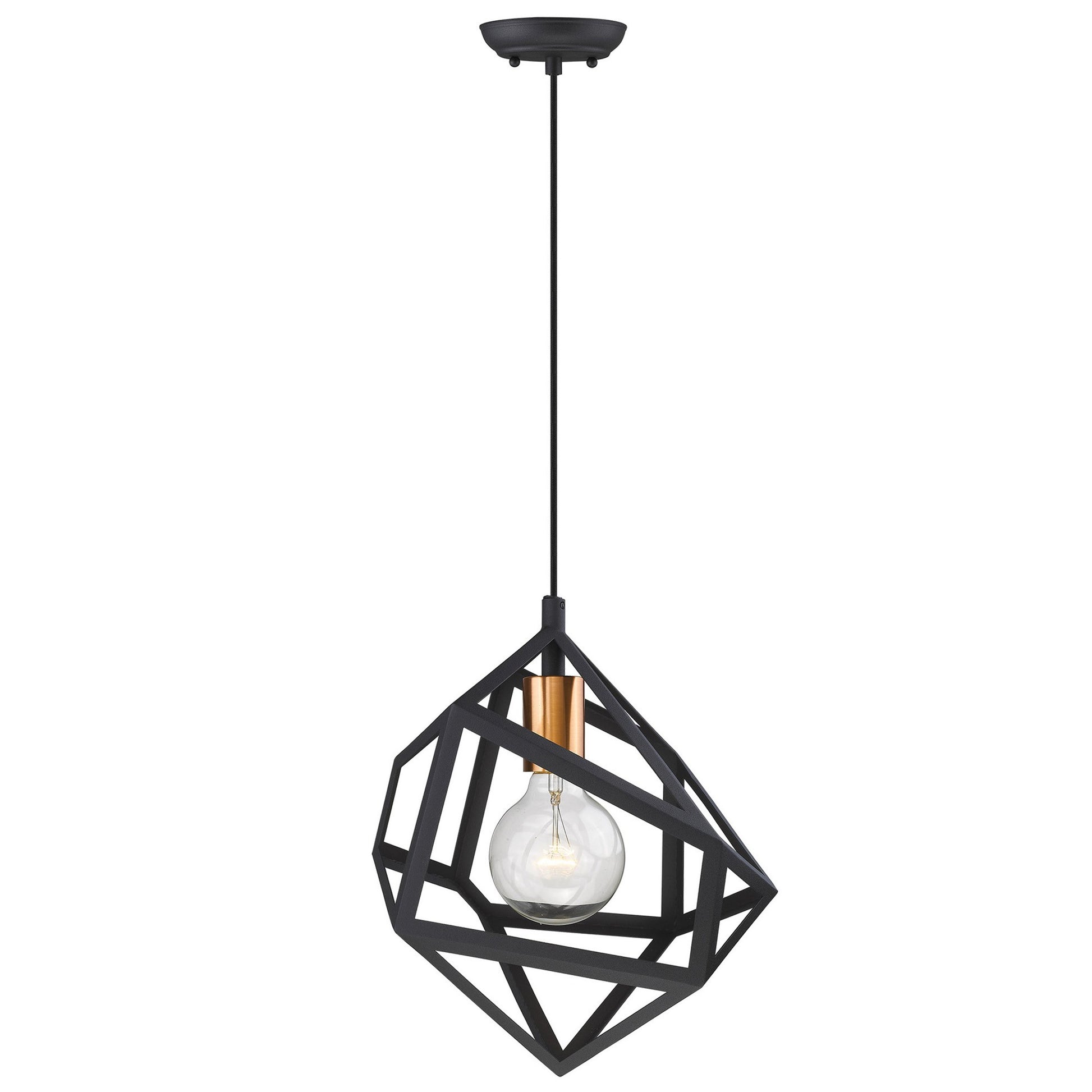 Hedron 1-Light Matte Black Pendant By Homeroots | Planters, Troughs & Cachepots | Modishstore - 3