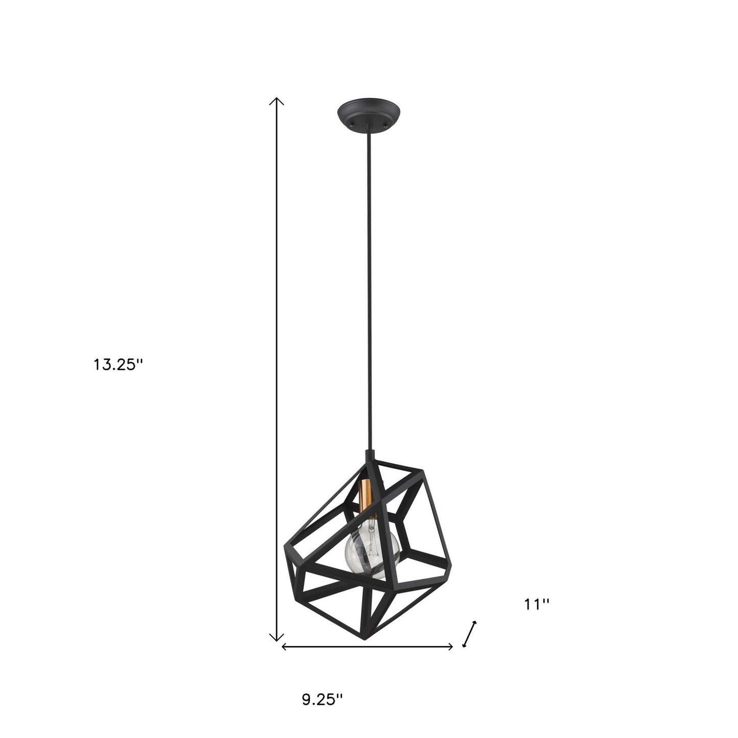 Hedron 1-Light Matte Black Pendant By Homeroots | Planters, Troughs & Cachepots | Modishstore - 5