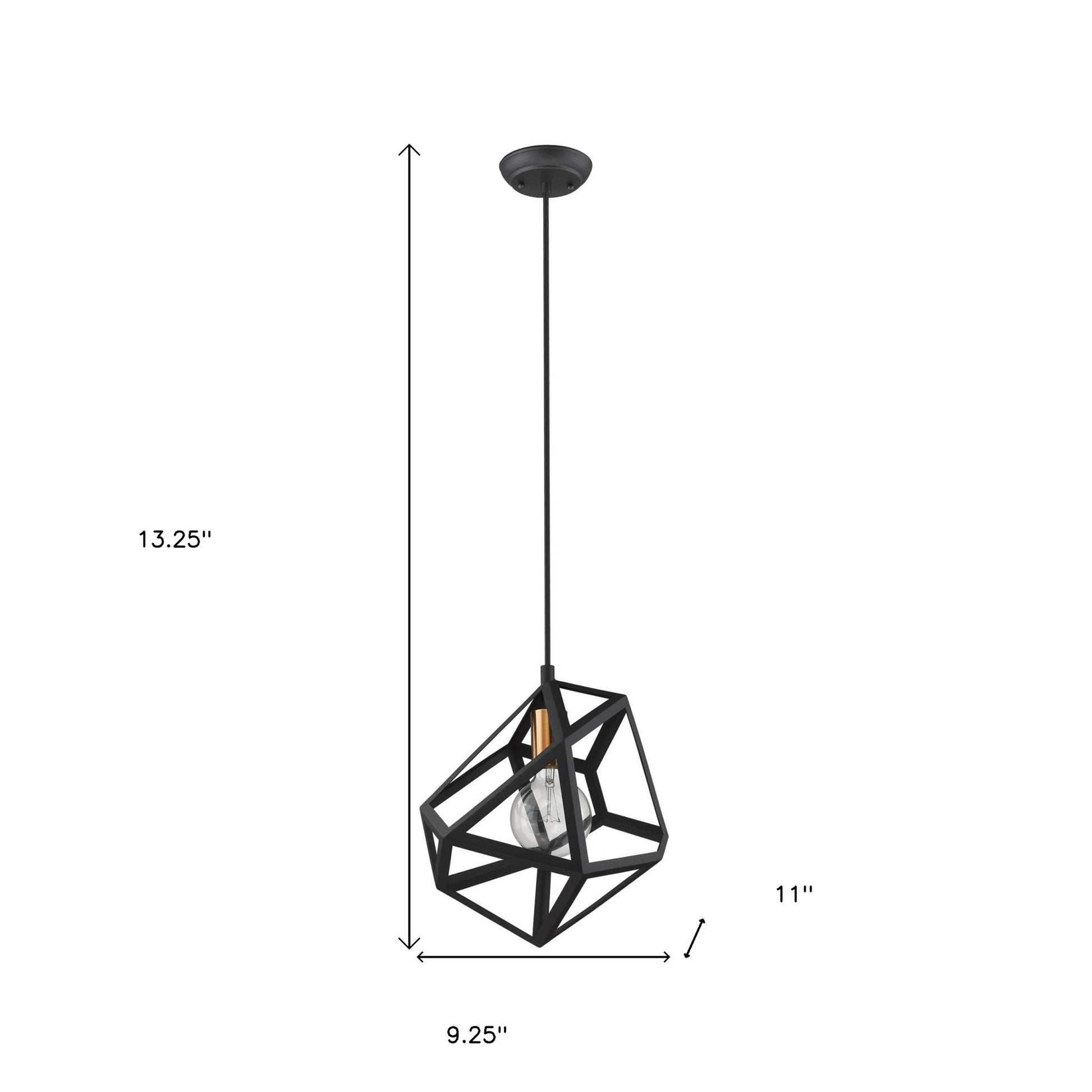 Hedron 1-Light Matte Black Pendant By Homeroots | Planters, Troughs & Cachepots | Modishstore - 5