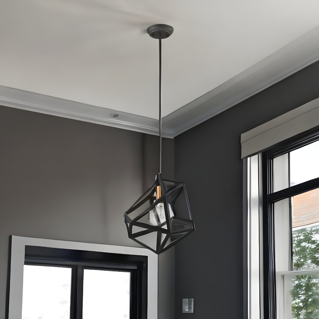 Hedron 1-Light Matte Black Pendant By Homeroots | Planters, Troughs & Cachepots | Modishstore - 6