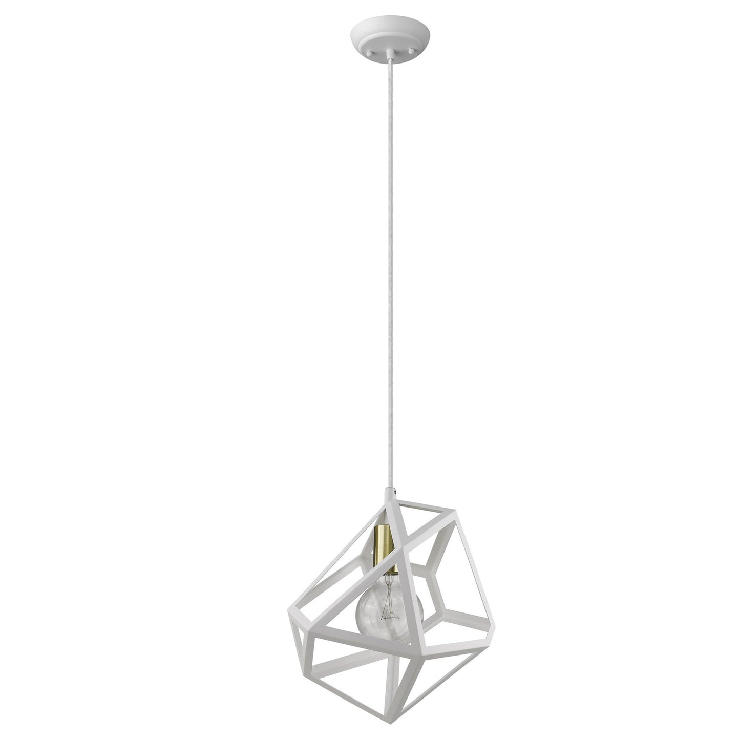 Hedron 1-Light White Pendant By Homeroots | Planters, Troughs & Cachepots | Modishstore - 1