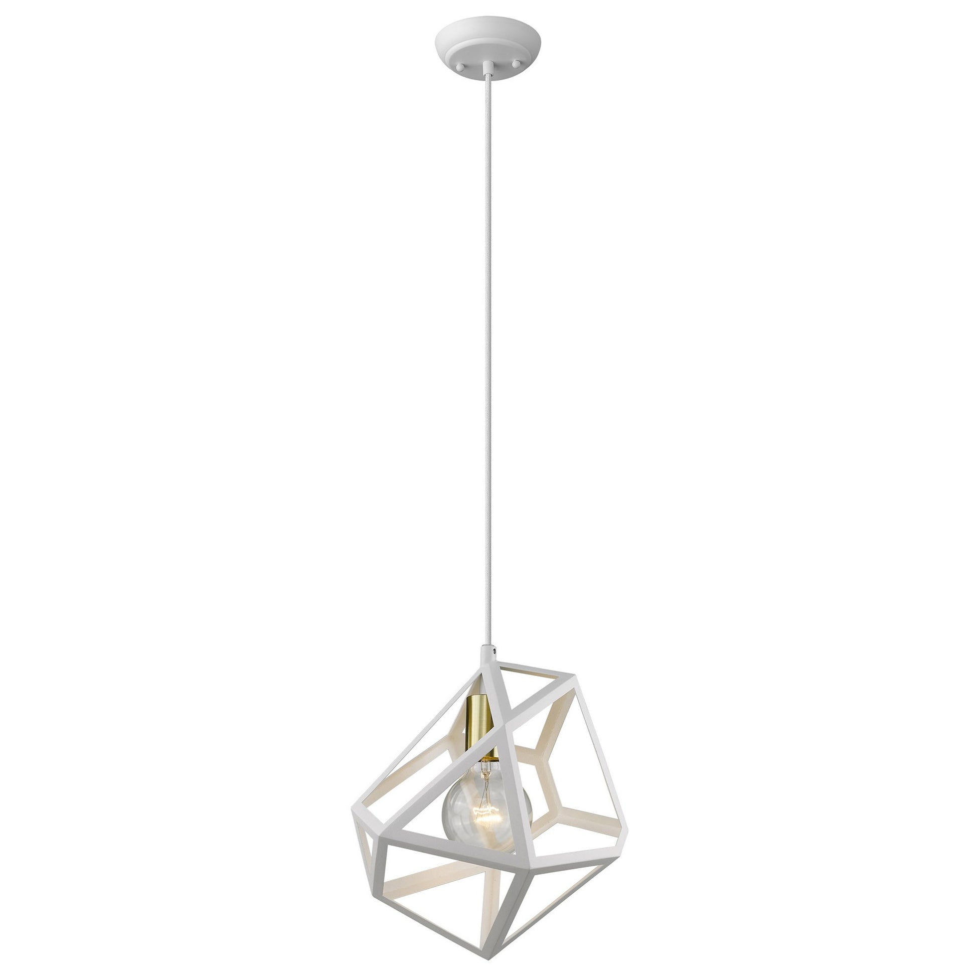 Hedron 1-Light White Pendant By Homeroots | Planters, Troughs & Cachepots | Modishstore - 2
