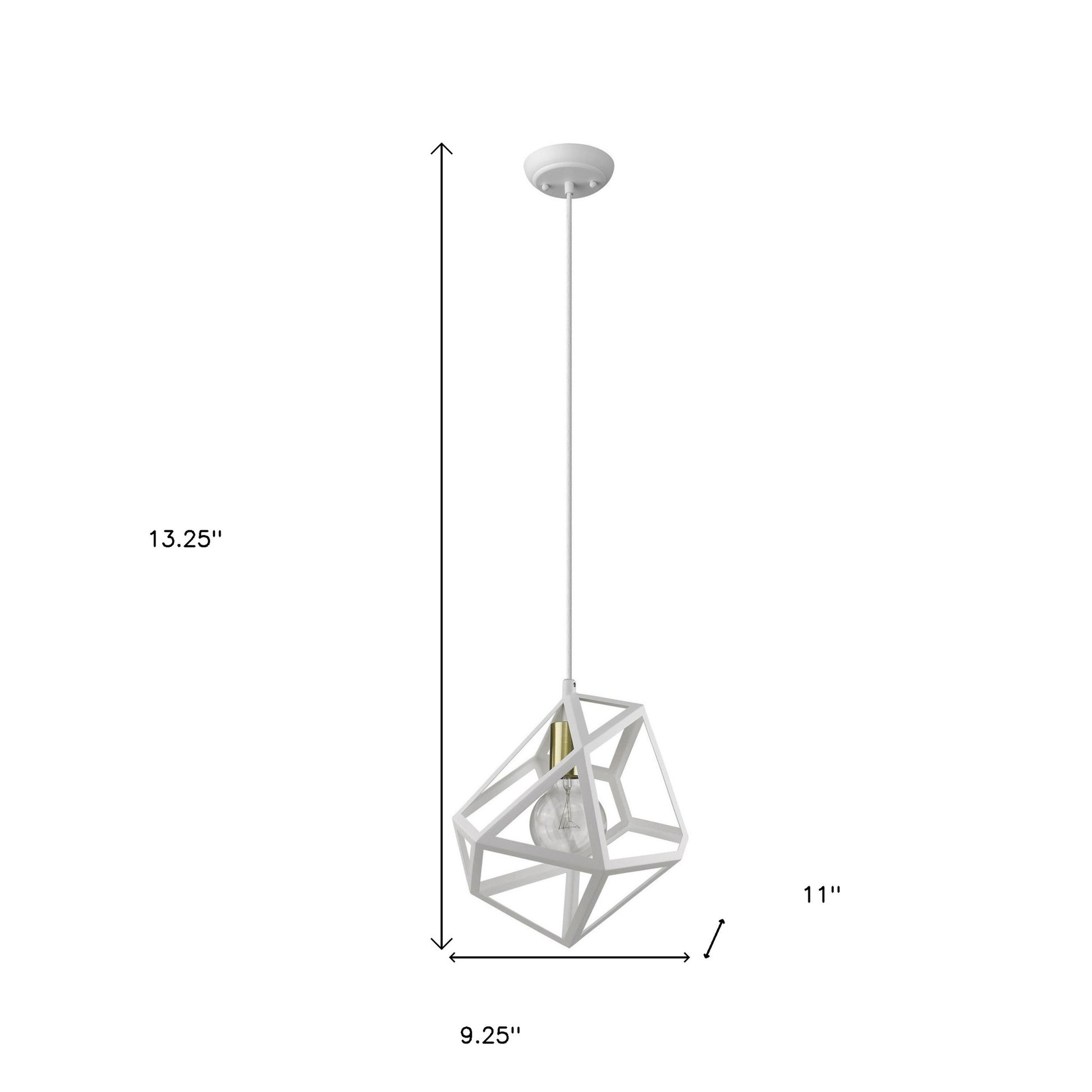 Hedron 1-Light White Pendant By Homeroots | Planters, Troughs & Cachepots | Modishstore - 4