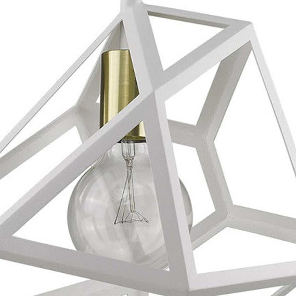 Hedron 1-Light White Pendant By Homeroots | Planters, Troughs & Cachepots | Modishstore - 3