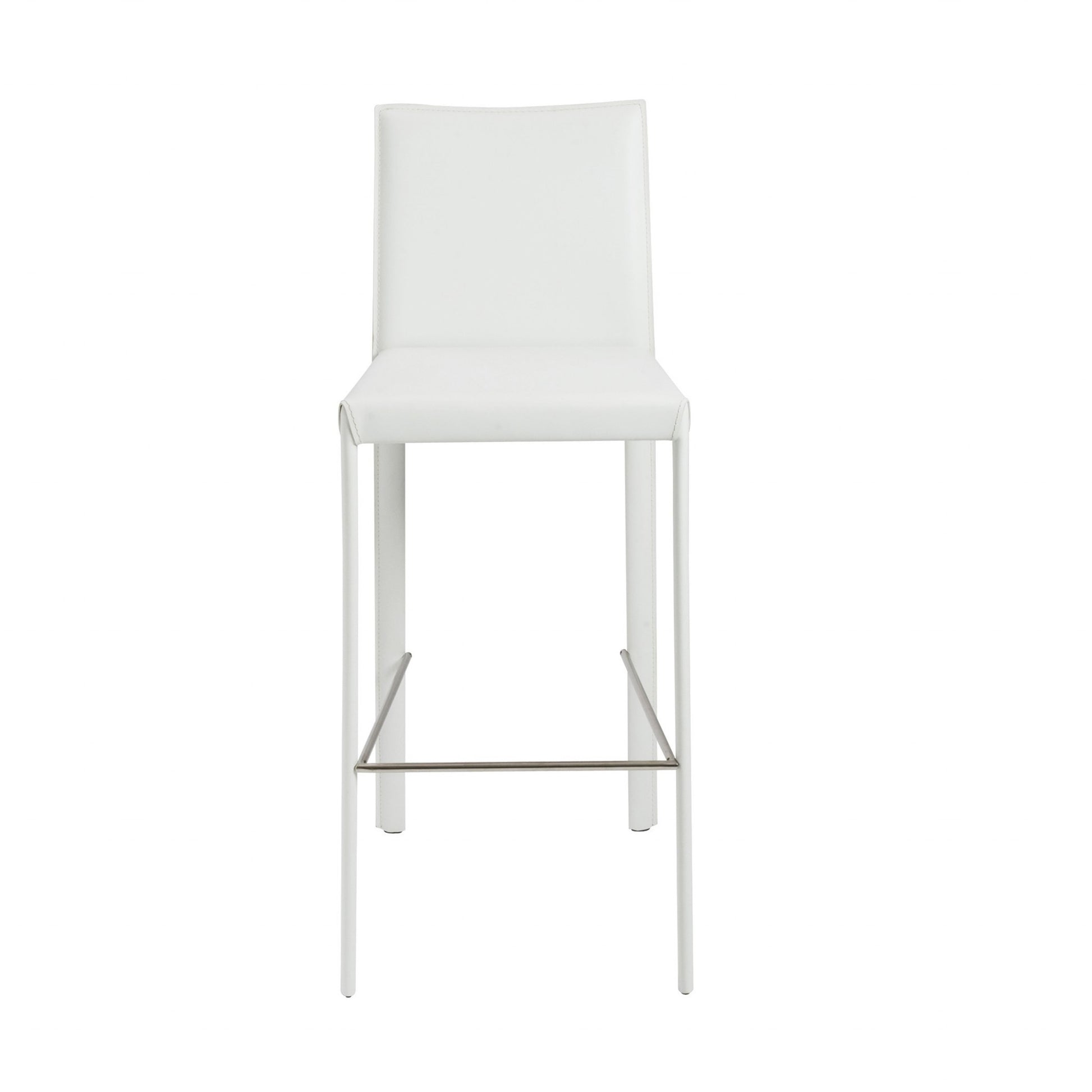 Set of Two White Steel Low Back Bar Height Bar Chairs By Homeroots | Bar Stools | Modishstore - 1