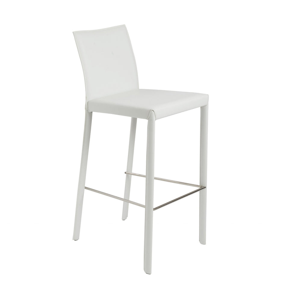 Set of Two White Steel Low Back Bar Height Bar Chairs By Homeroots | Bar Stools | Modishstore - 3