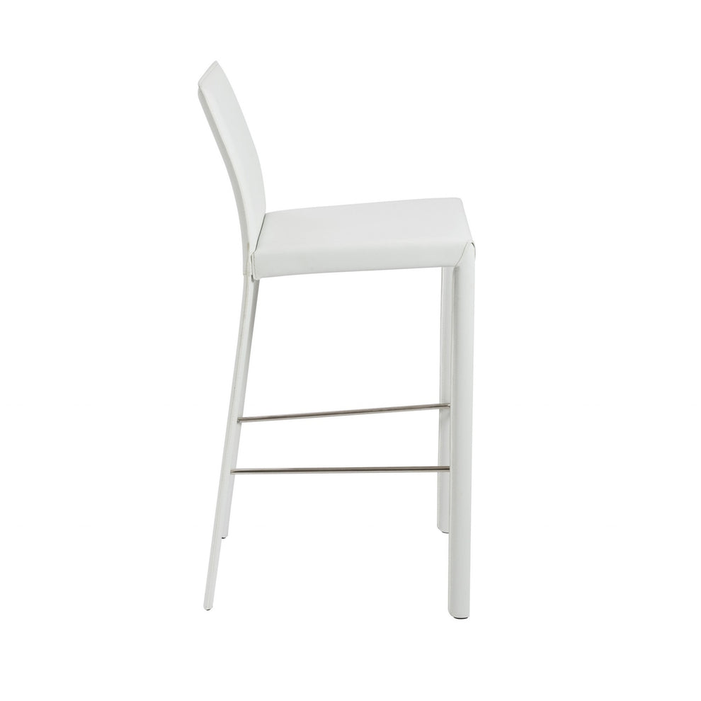 Set of Two White Steel Low Back Bar Height Bar Chairs By Homeroots | Bar Stools | Modishstore - 4