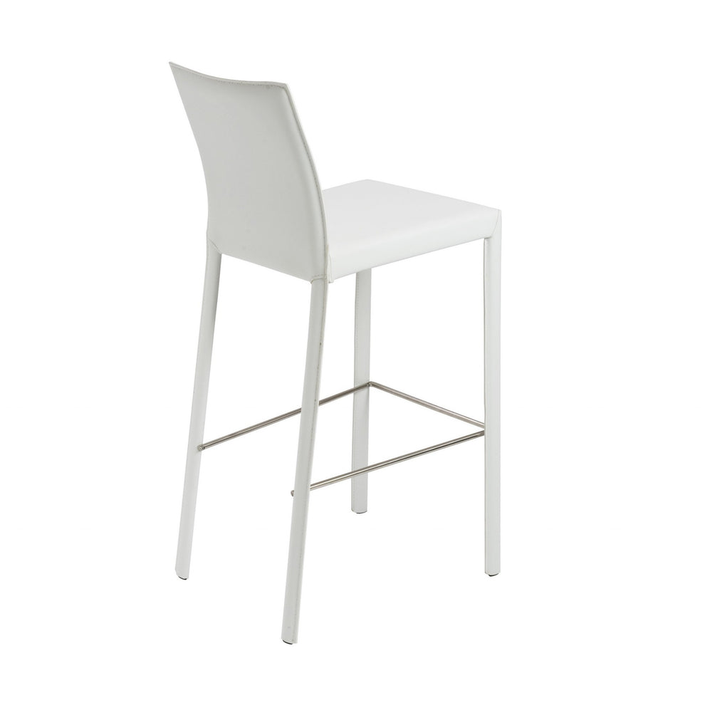 Set of Two White Steel Low Back Bar Height Bar Chairs By Homeroots | Bar Stools | Modishstore - 5