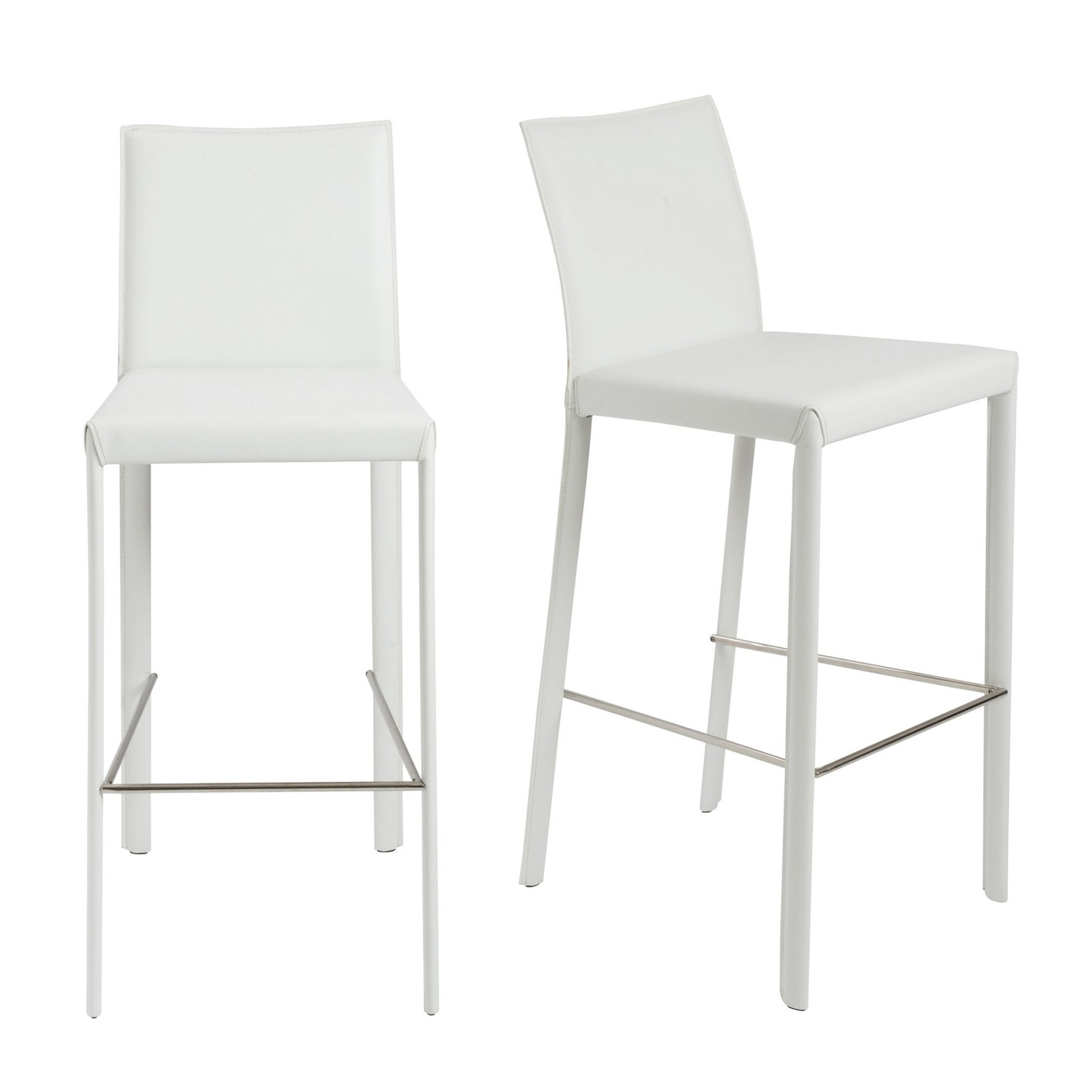 Set of Two White Steel Low Back Bar Height Bar Chairs By Homeroots | Bar Stools | Modishstore - 7