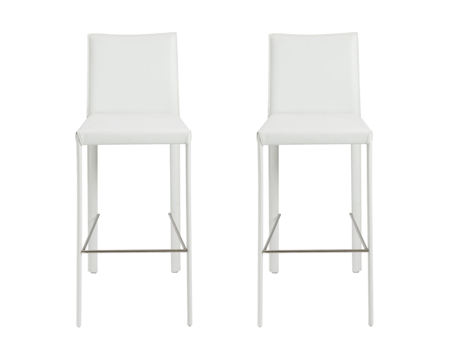 Set of Two White Steel Low Back Bar Height Bar Chairs By Homeroots | Bar Stools | Modishstore - 6
