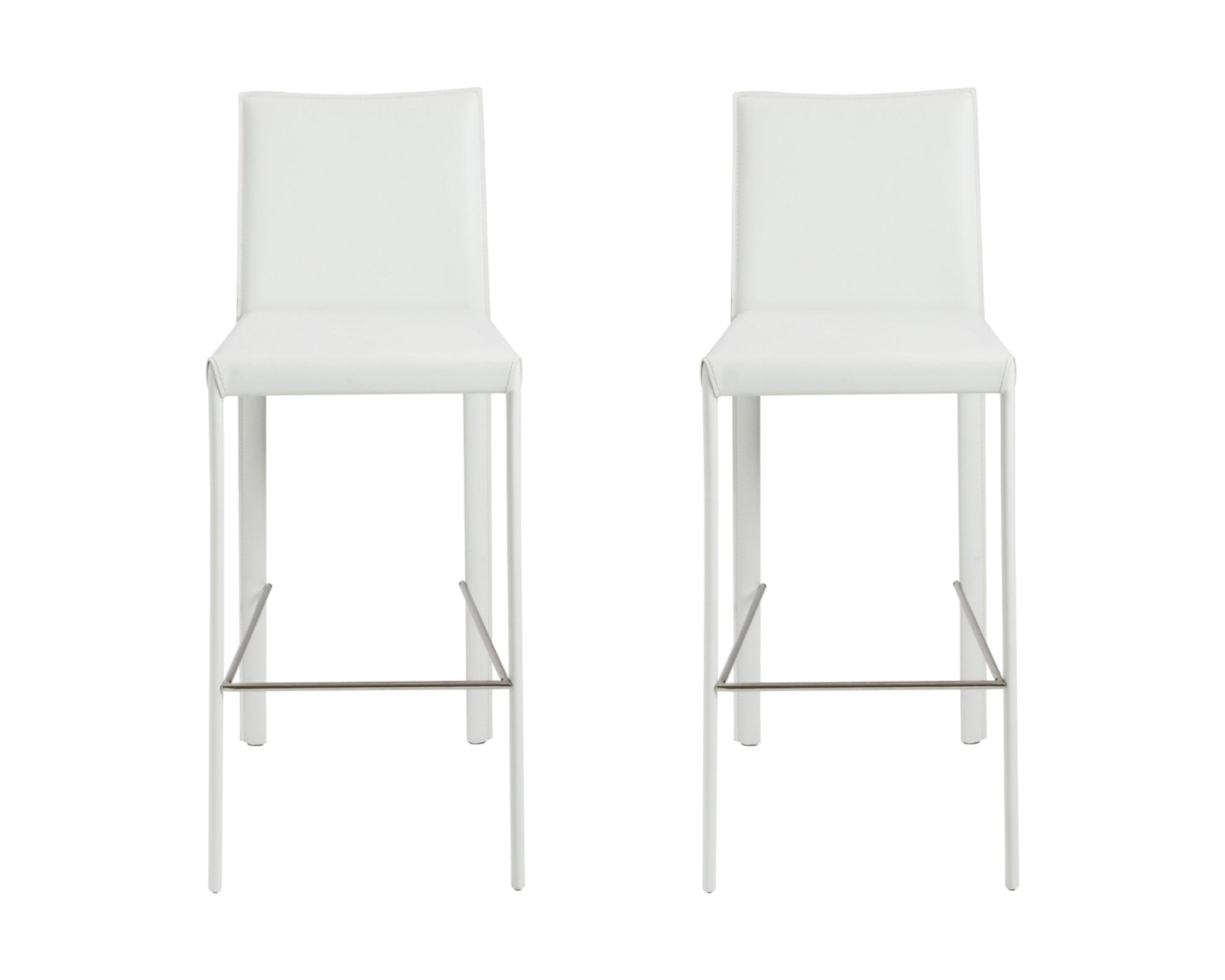 Set of Two White Steel Low Back Bar Height Bar Chairs By Homeroots | Bar Stools | Modishstore - 6