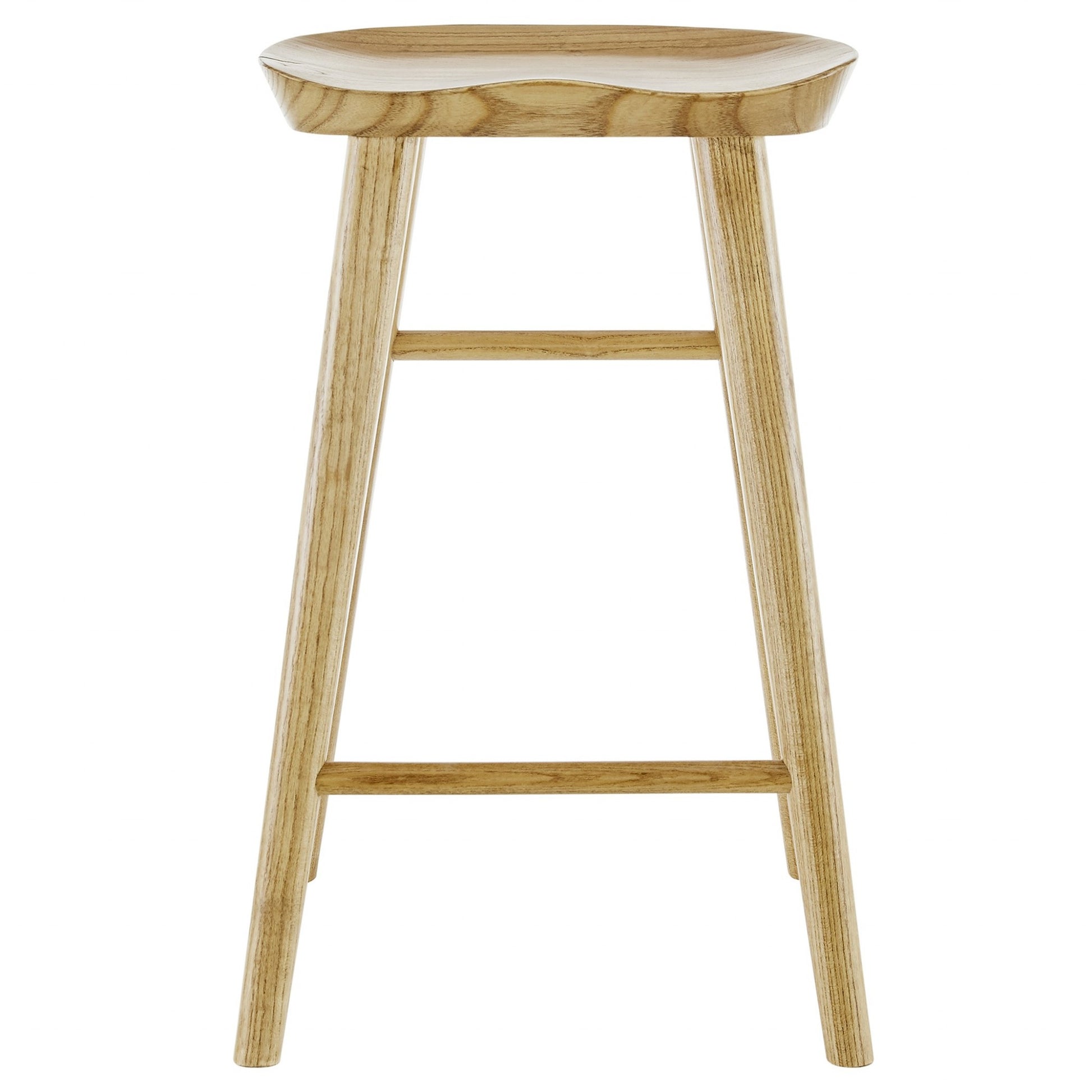 Natural Manufactured Wood Backless Counter Height Bar Chair By Homeroots | Bar Stools | Modishstore - 1