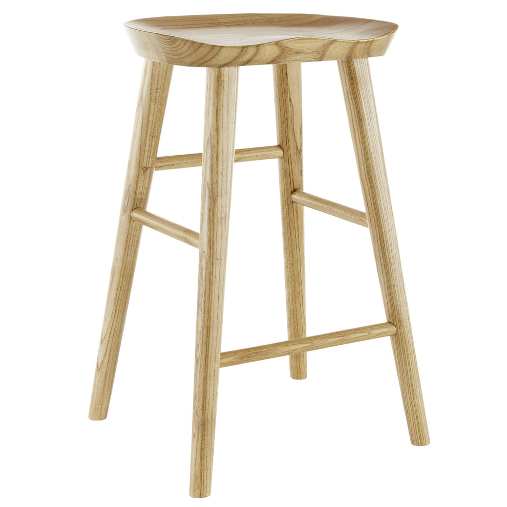 Natural Manufactured Wood Backless Counter Height Bar Chair By Homeroots | Bar Stools | Modishstore - 2