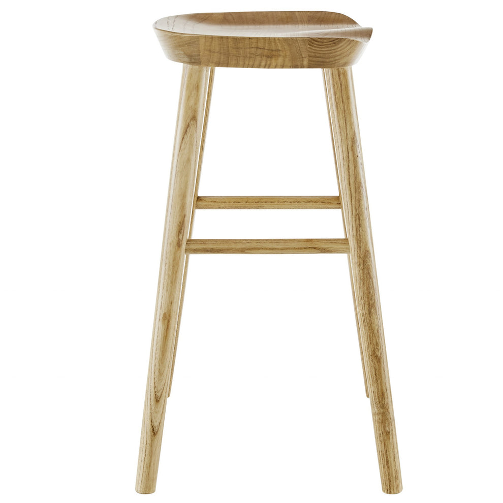 Natural Manufactured Wood Backless Counter Height Bar Chair By Homeroots | Bar Stools | Modishstore - 3