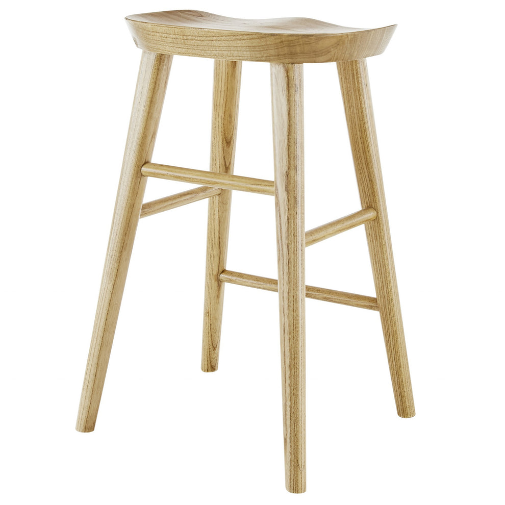 Natural Manufactured Wood Backless Counter Height Bar Chair By Homeroots | Bar Stools | Modishstore - 4
