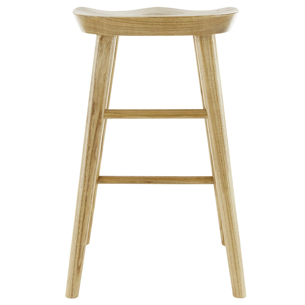 Natural Manufactured Wood Backless Counter Height Bar Chair By Homeroots | Bar Stools | Modishstore - 5