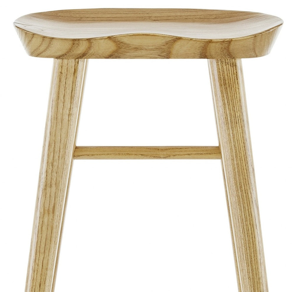 Natural Manufactured Wood Backless Counter Height Bar Chair By Homeroots | Bar Stools | Modishstore - 7