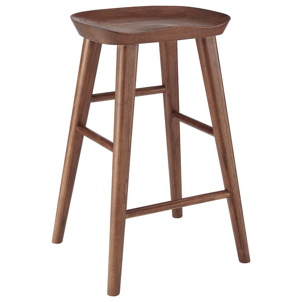 Brown Manufactured Wood Backless Counter Height Bar Chair By Homeroots | Bar Stools | Modishstore - 3