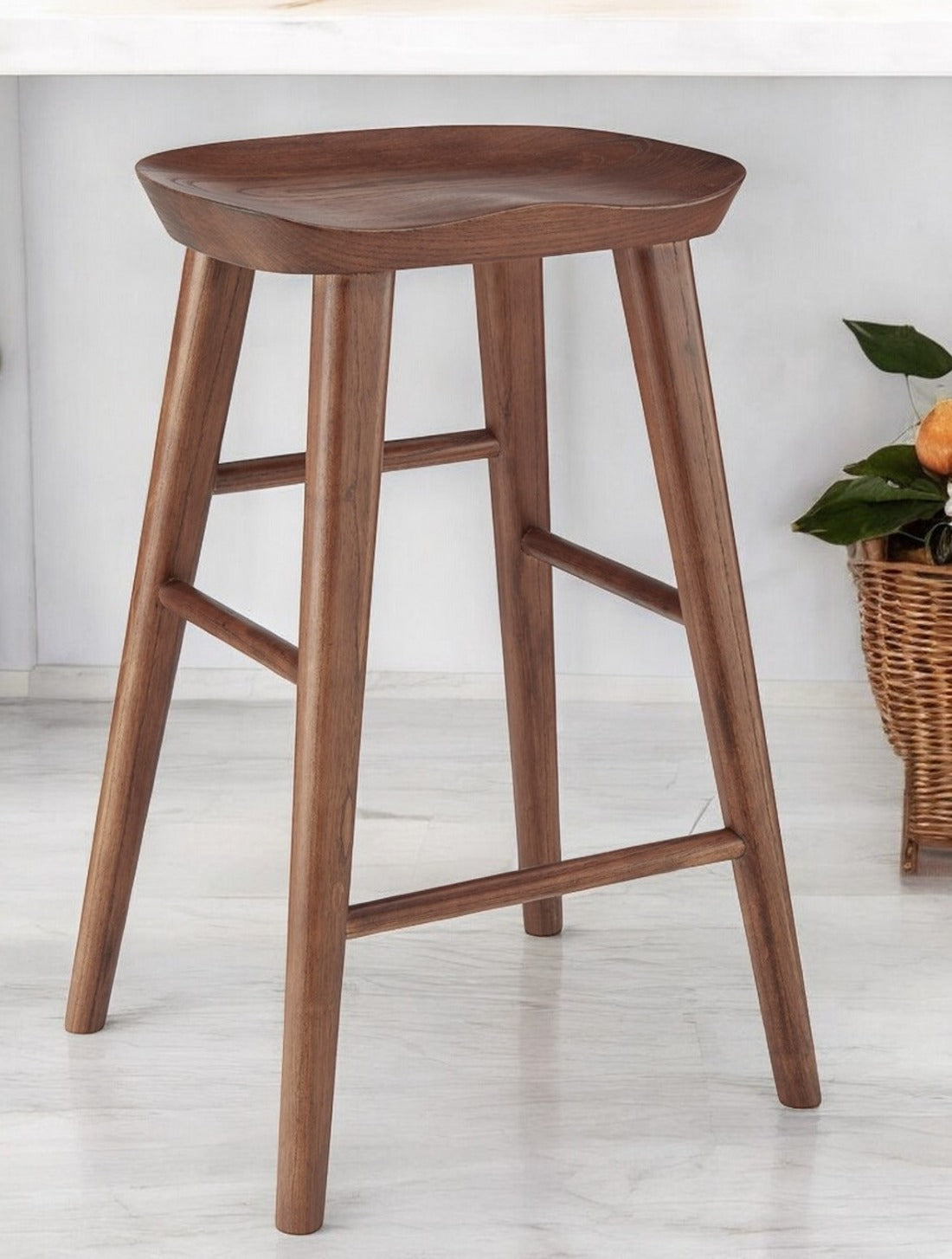 Brown Manufactured Wood Backless Counter Height Bar Chair By Homeroots | Bar Stools | Modishstore - 2