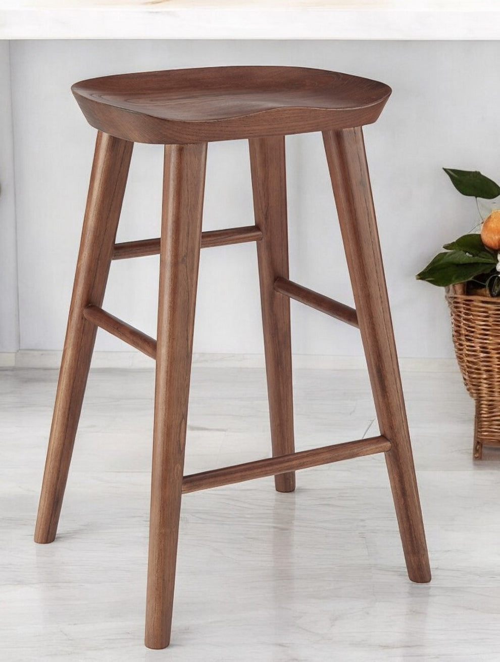 Brown Manufactured Wood Backless Counter Height Bar Chair By Homeroots | Bar Stools | Modishstore - 2