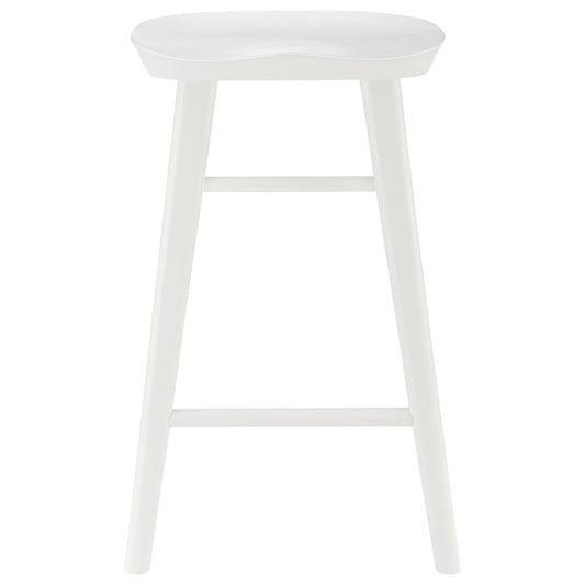 White Solid Wood Backless Counter Height Bar Chair By Homeroots | Bar Stools | Modishstore - 1