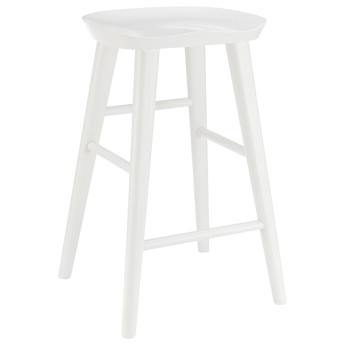 White Solid Wood Backless Counter Height Bar Chair By Homeroots | Bar Stools | Modishstore - 5