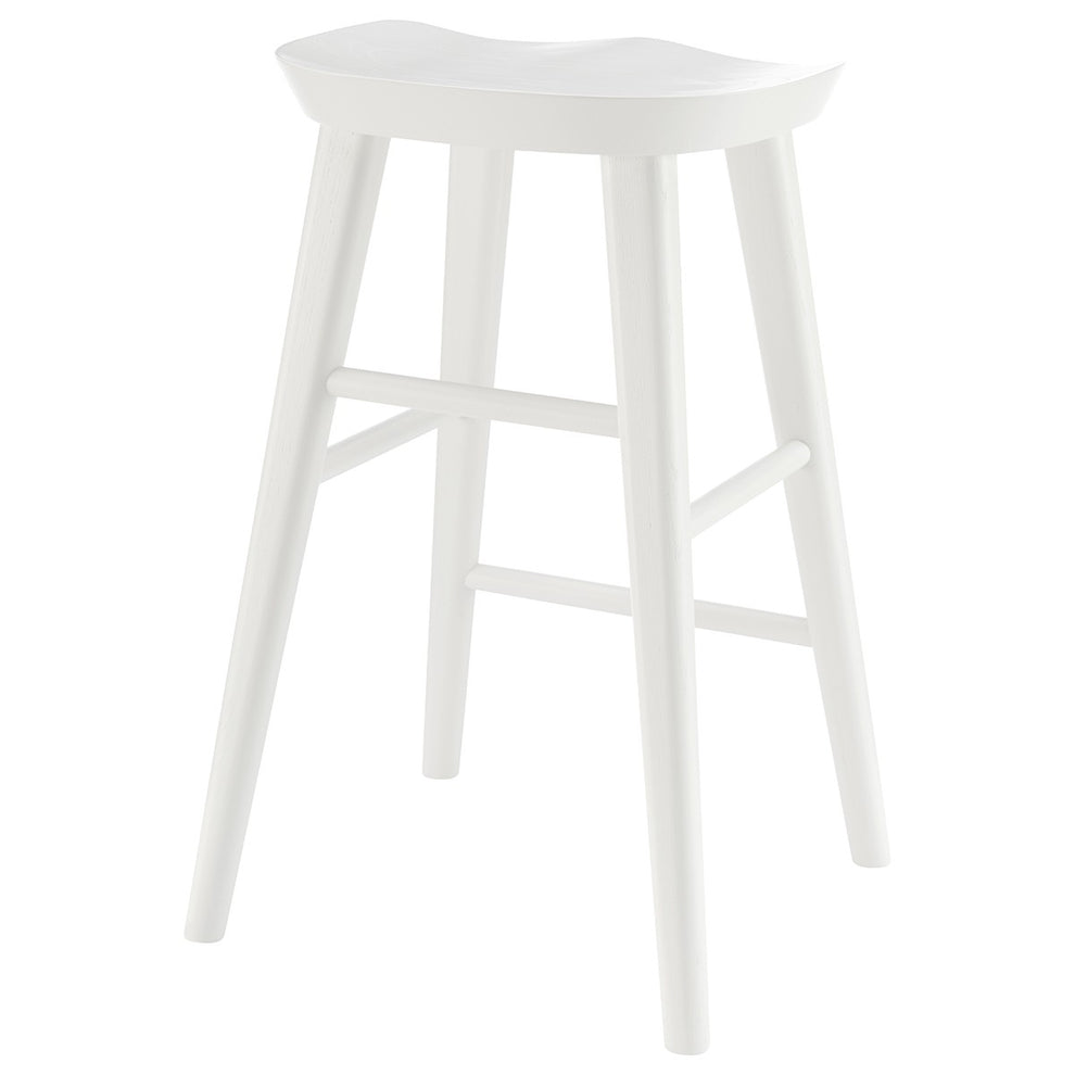 White Solid Wood Backless Counter Height Bar Chair By Homeroots | Bar Stools | Modishstore - 7