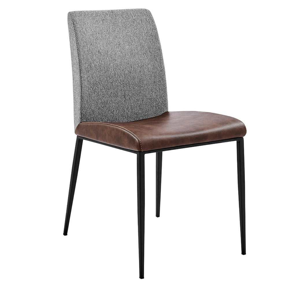 Set of Two Brown and Light Gray Stainless Steel Chairs By Homeroots | Dining Chairs | Modishstore - 2