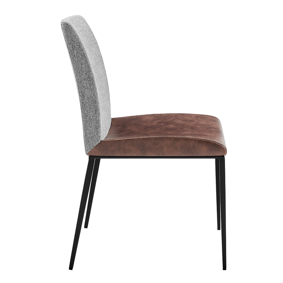 Set of Two Brown and Light Gray Stainless Steel Chairs By Homeroots | Dining Chairs | Modishstore - 3