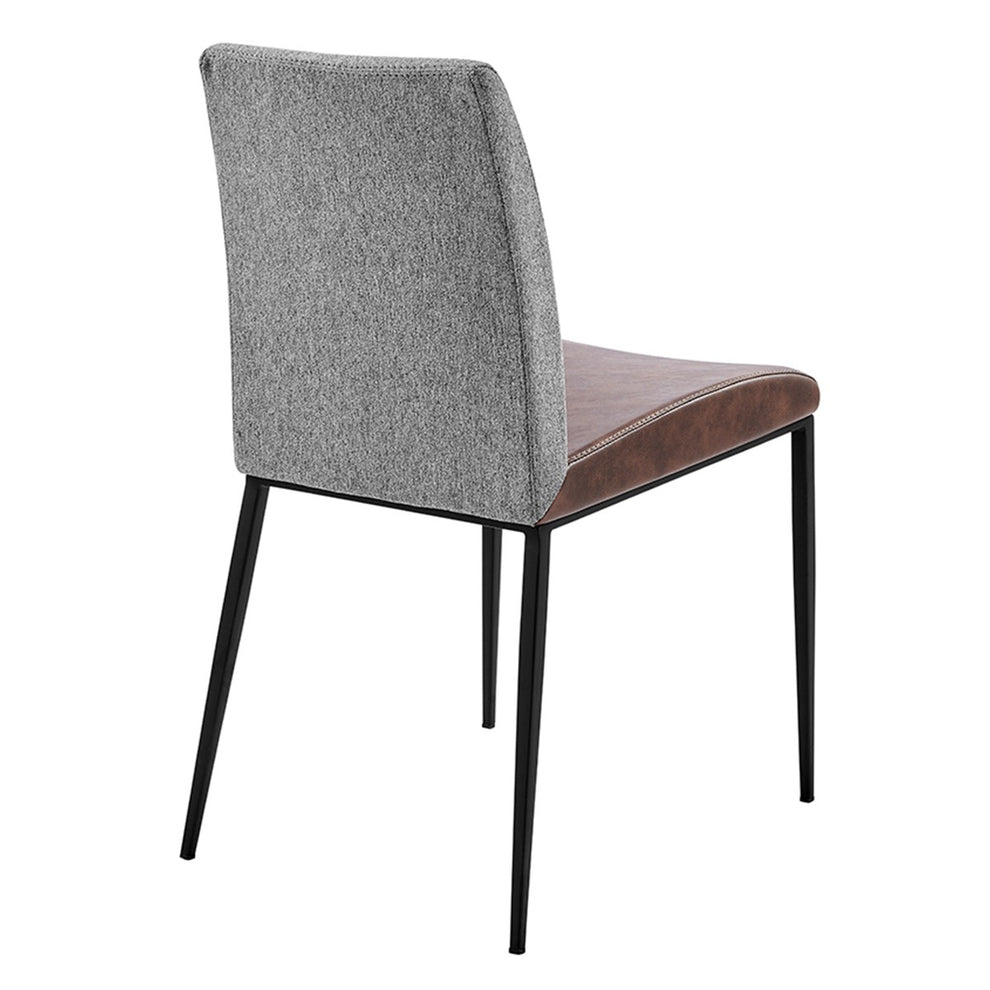 Set of Two Brown and Light Gray Stainless Steel Chairs By Homeroots | Dining Chairs | Modishstore - 4