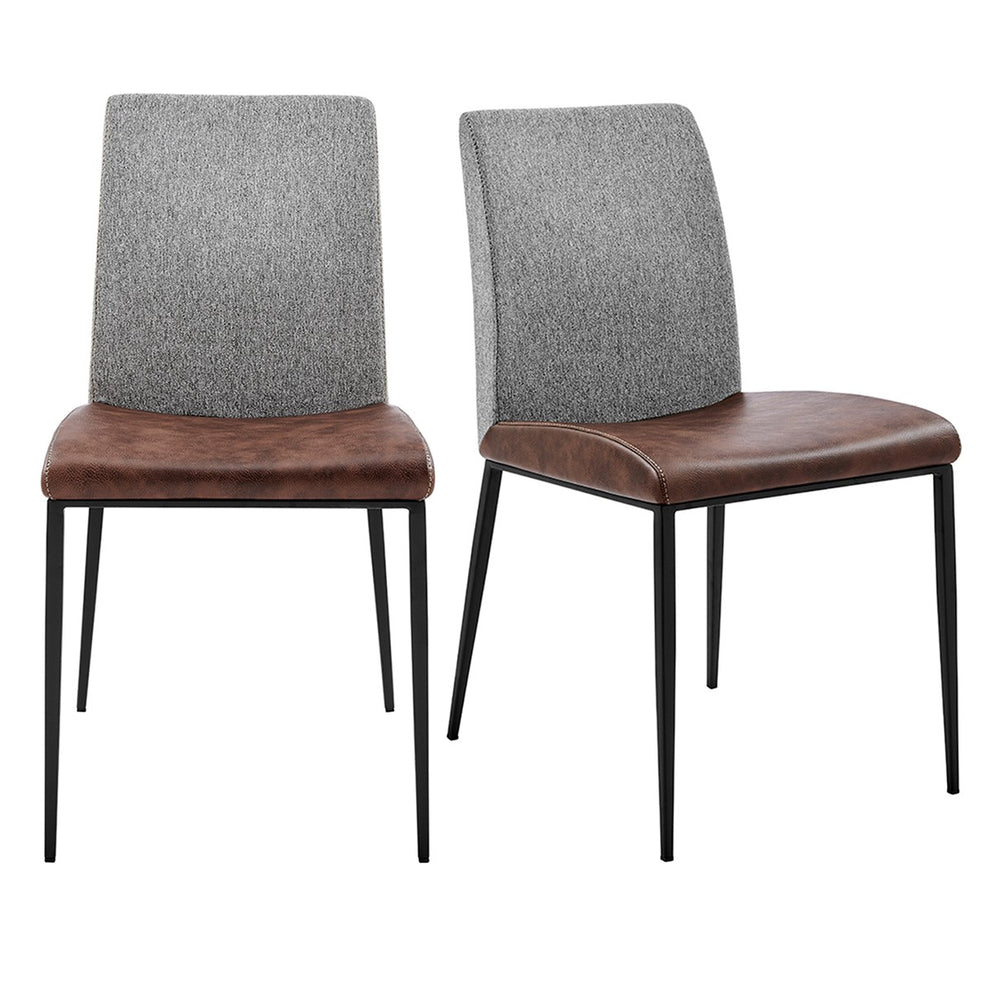 Set of Two Brown and Light Gray Stainless Steel Chairs By Homeroots | Dining Chairs | Modishstore - 7