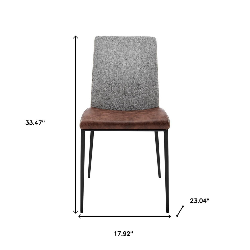 Set of Two Brown and Light Gray Stainless Steel Chairs By Homeroots | Dining Chairs | Modishstore - 8