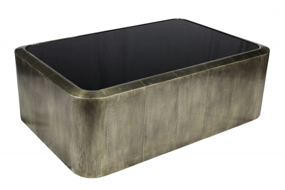 Black And Silver Glass And Metal Solid Coffee Table By Homeroots | Coffee Tables | Modishstore - 3
