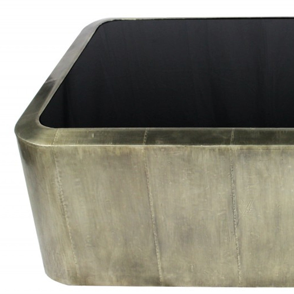 Black And Silver Glass And Metal Solid Coffee Table By Homeroots | Coffee Tables | Modishstore - 5