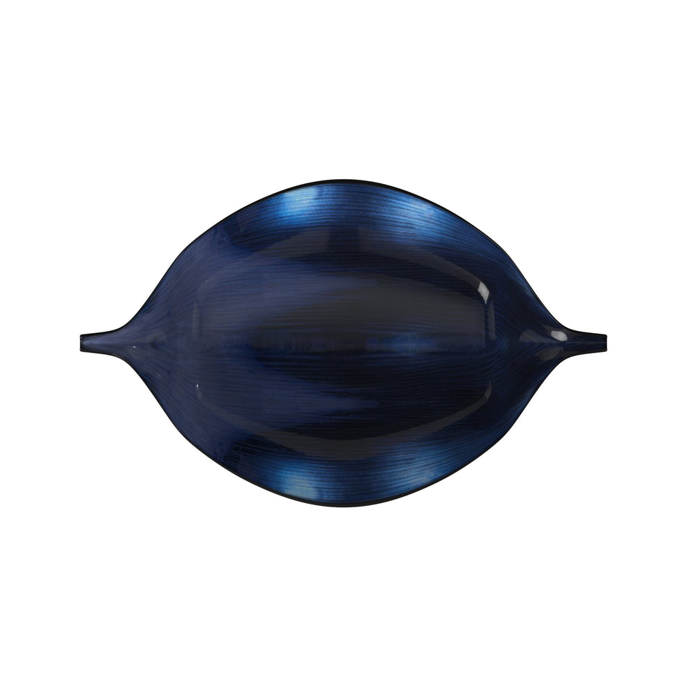 Sleek Blue and Black Lacquer Centerpiece Eye Bowl By Homeroots | Vases | Modishstore - 4