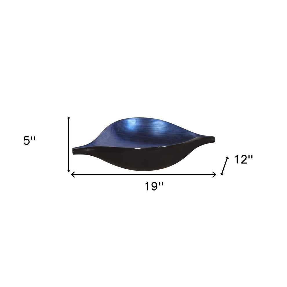 Sleek Blue and Black Lacquer Centerpiece Eye Bowl By Homeroots | Vases | Modishstore - 7