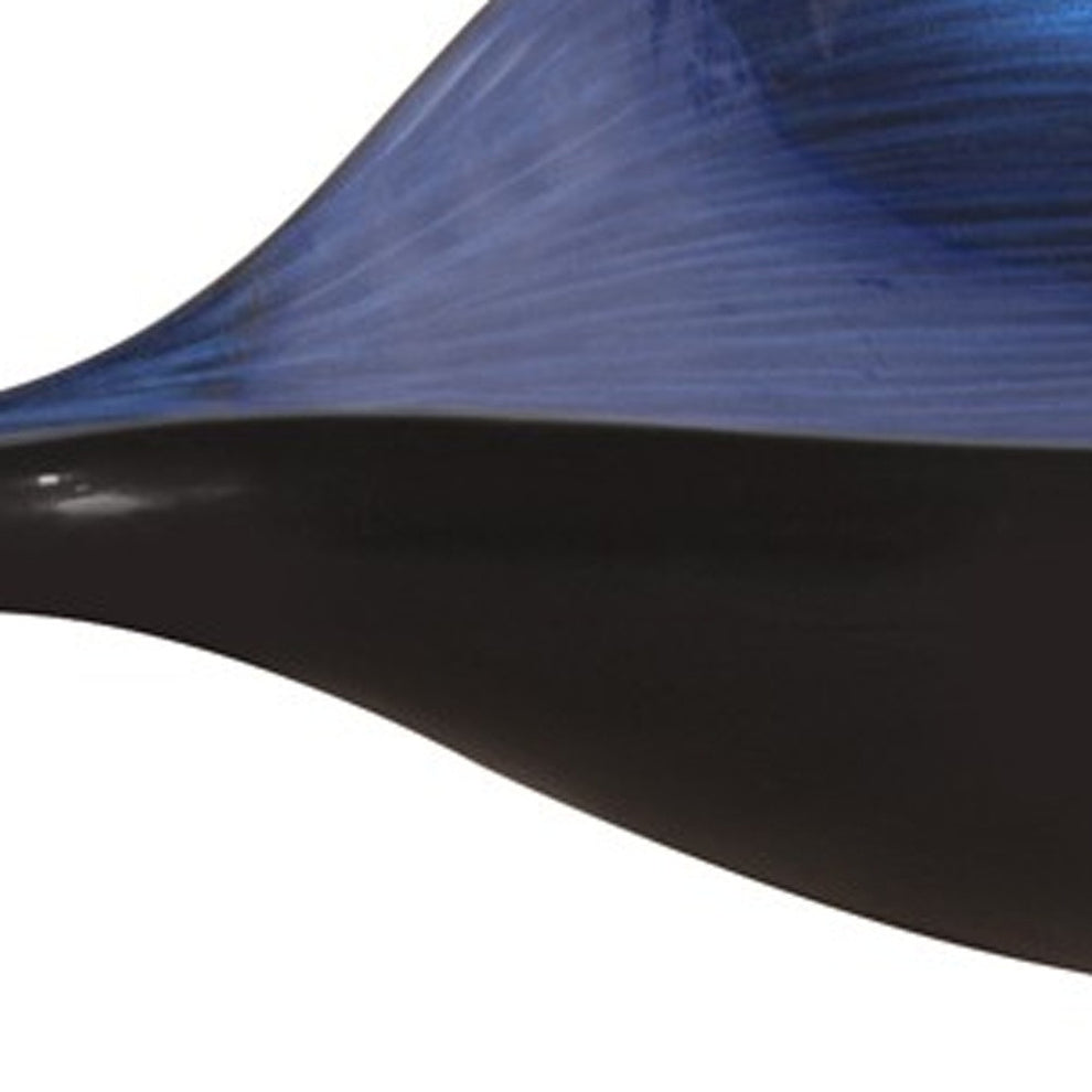 Sleek Blue and Black Lacquer Centerpiece Eye Bowl By Homeroots | Vases | Modishstore - 5