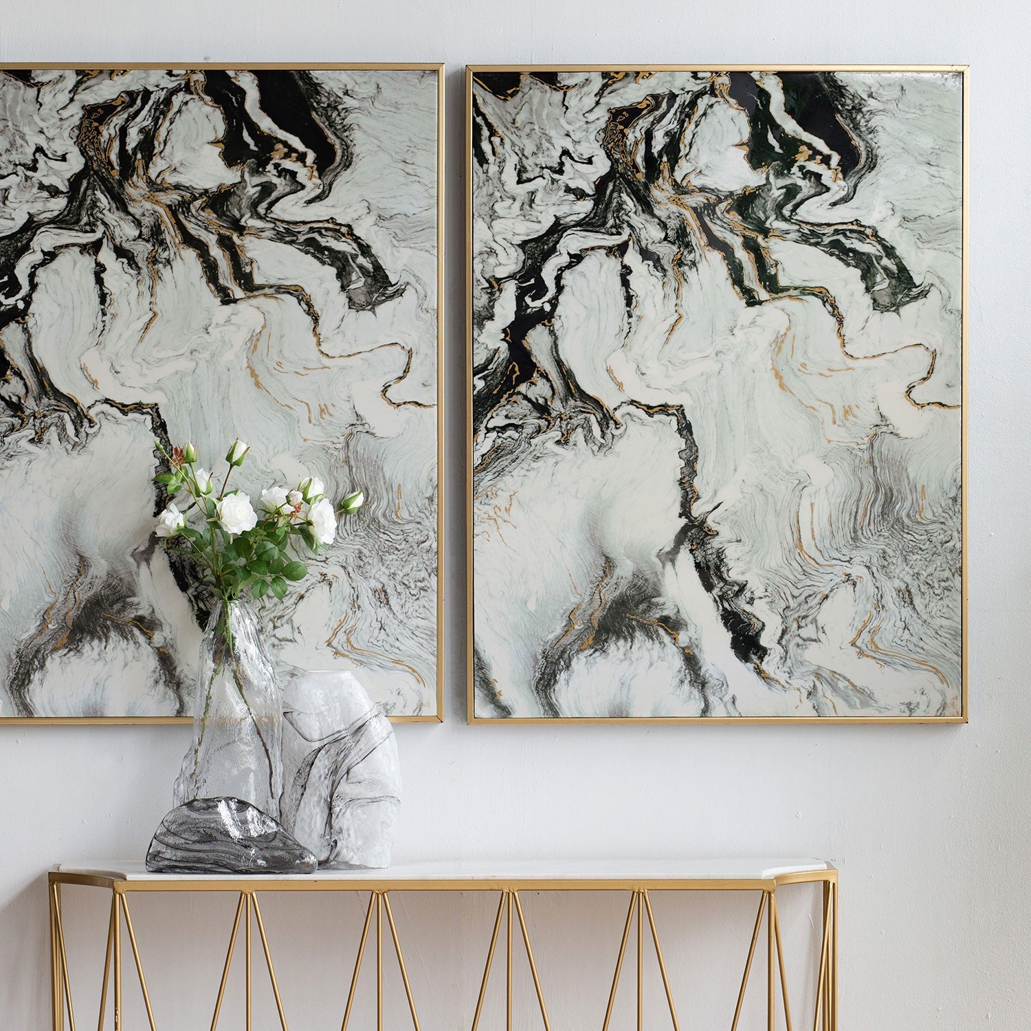 Set of Two White Framed Art By Homeroots | Wall Decor | Modishstore - 4