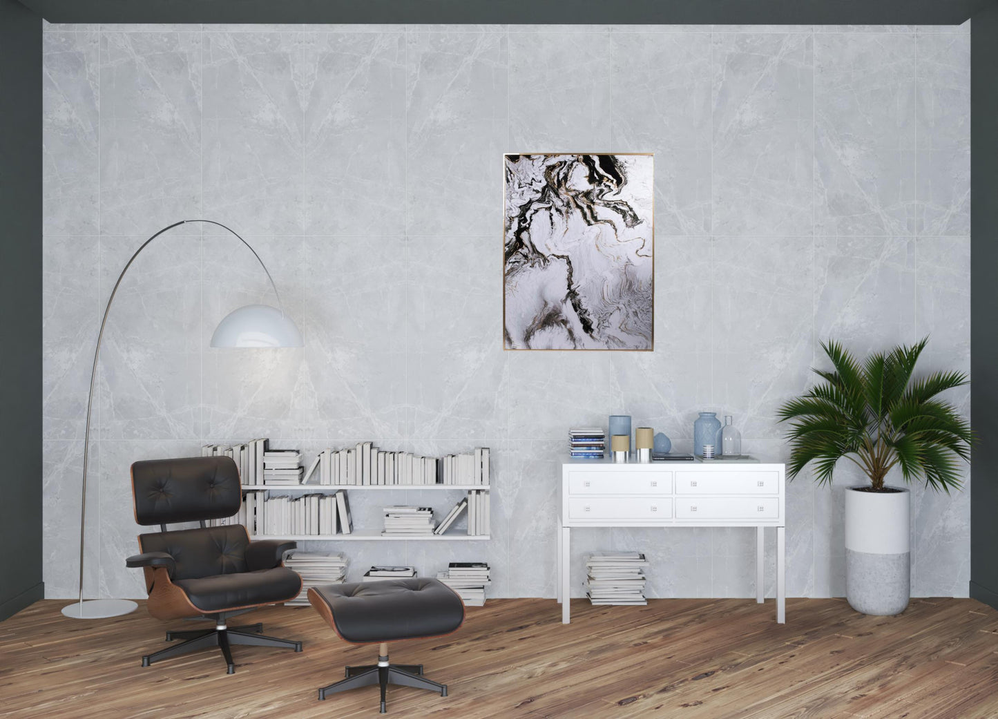 Set of Two White Framed Art By Homeroots | Wall Decor | Modishstore - 1