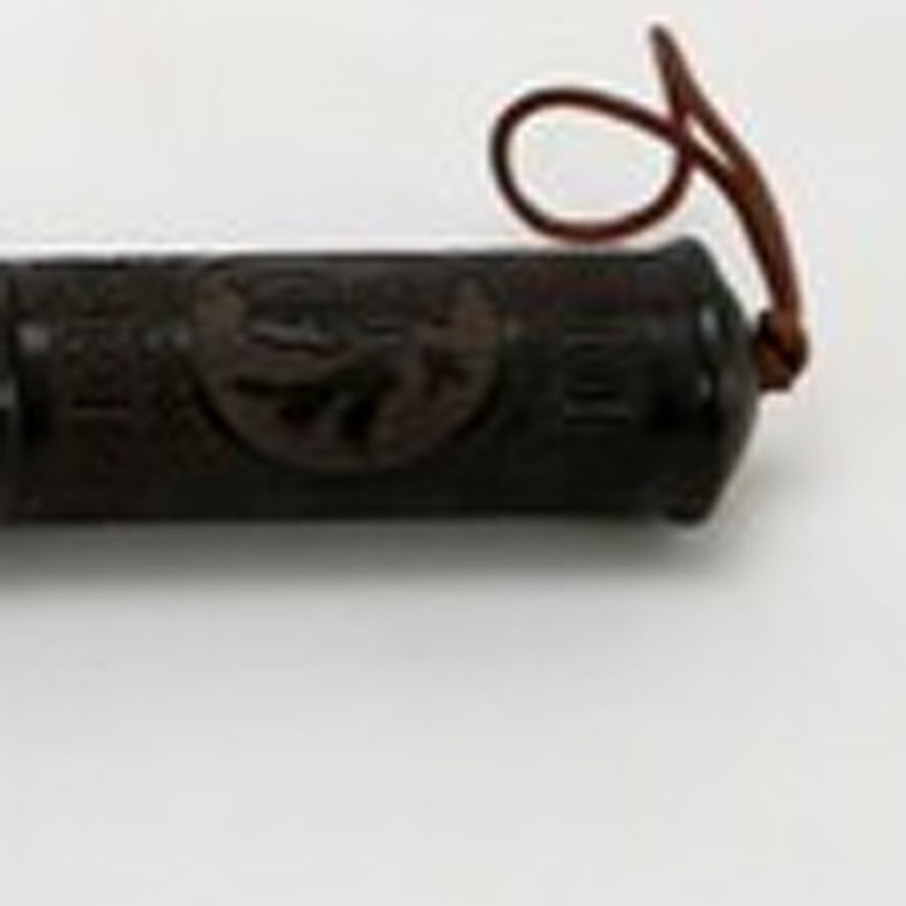 Brown Carved Scroll Wood Decorative Calligraphy Brush By Homeroots | Wall Decor | Modishstore - 5