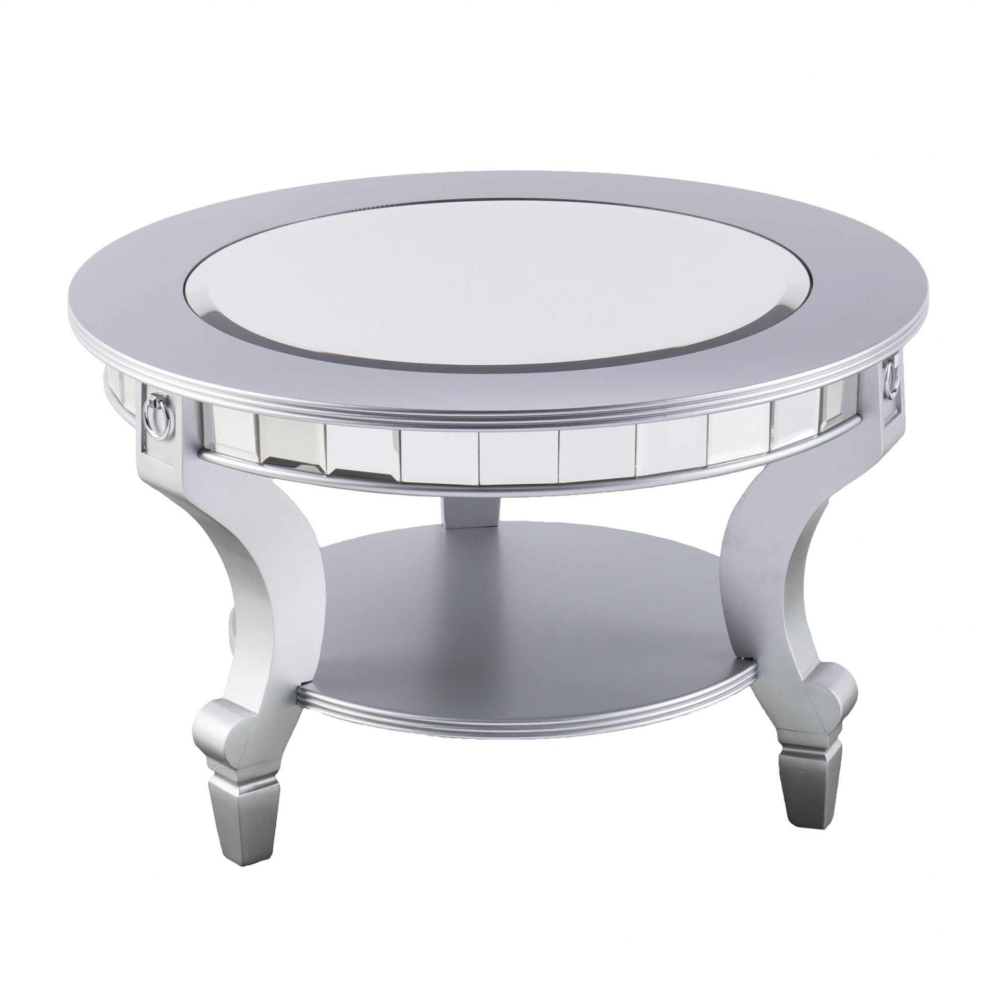 Silver Mirrored And Metal Round Mirrored Coffee Table By Homeroots | Coffee Tables | Modishstore - 1